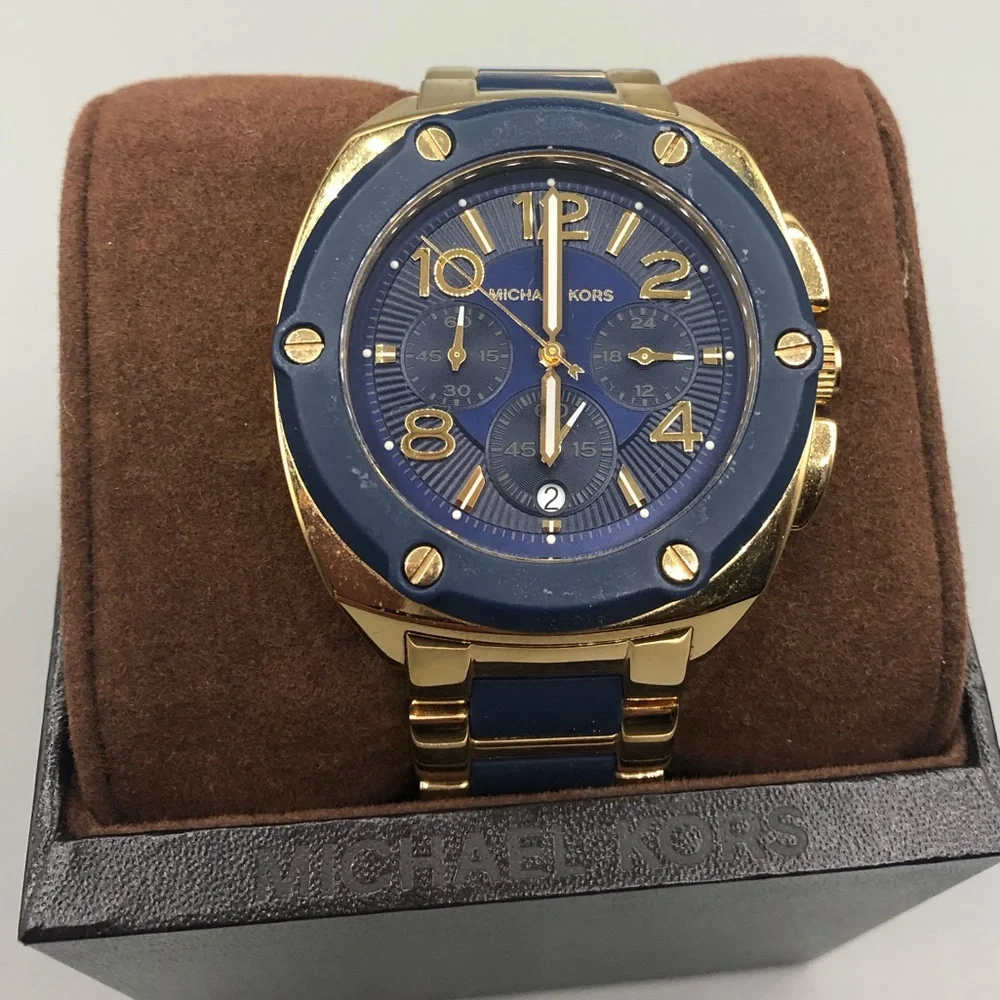 Michael kors gold and blue watch